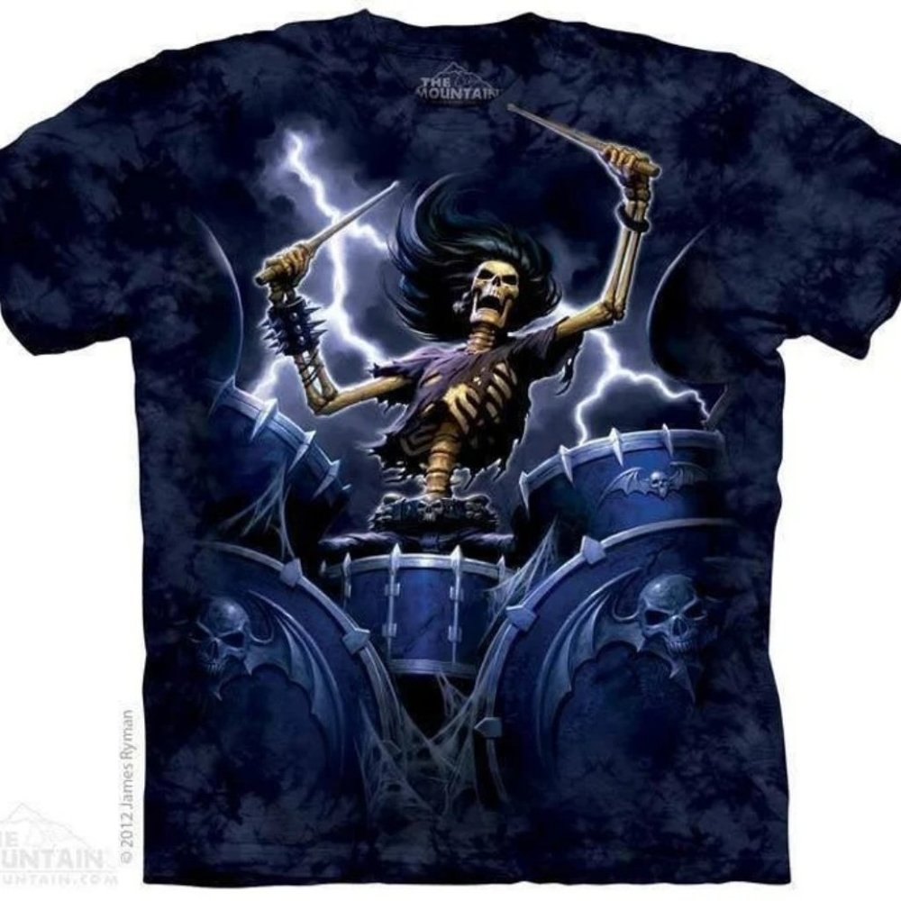 The Mountain Death Drummer Band Music Ringo Starr Skull Rock Roll Shirt 4X-5X